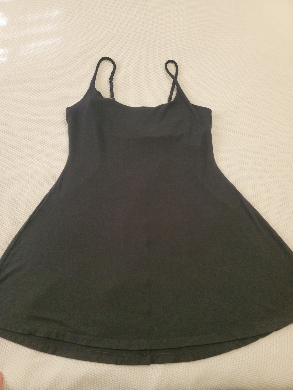 SKIMS Black Strappy Slip Mini Dress Scoop Neck Stretch Knit Women’s Size L